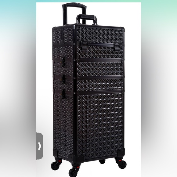 5 in 1 Professional Makeup Train Case Aluminum Cosmetic Case Rolling Makeup Case - Picture 1 of 9